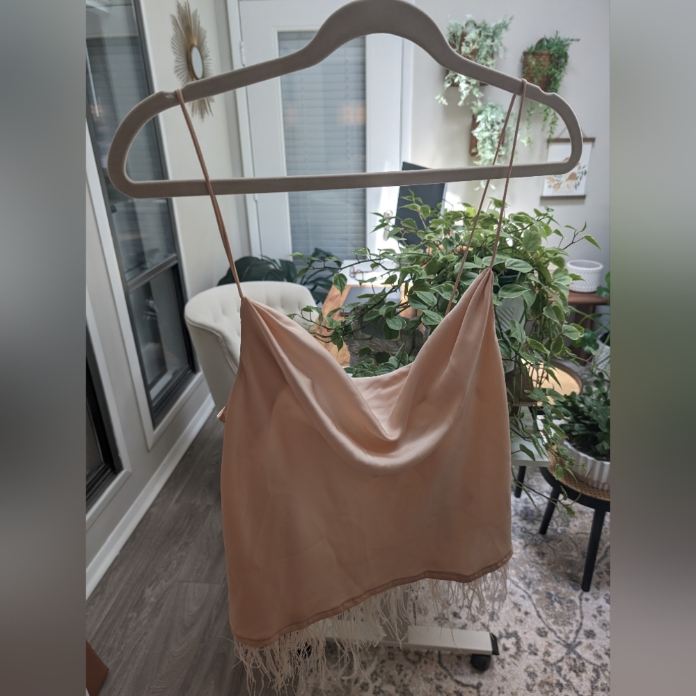 L'Academie Feather Trimmed Cami